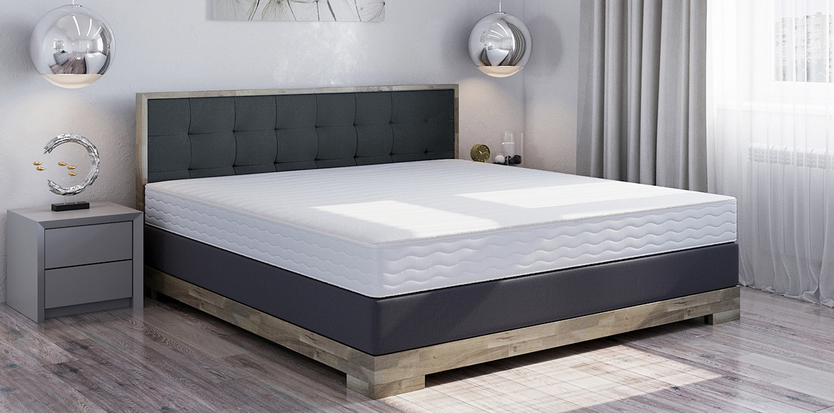 Wasserbett Alpin mit Massivholzumrandung in Boxspring-Optik