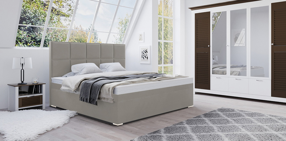 Wasserbett Chocolate in Boxspringbett-Optik grau