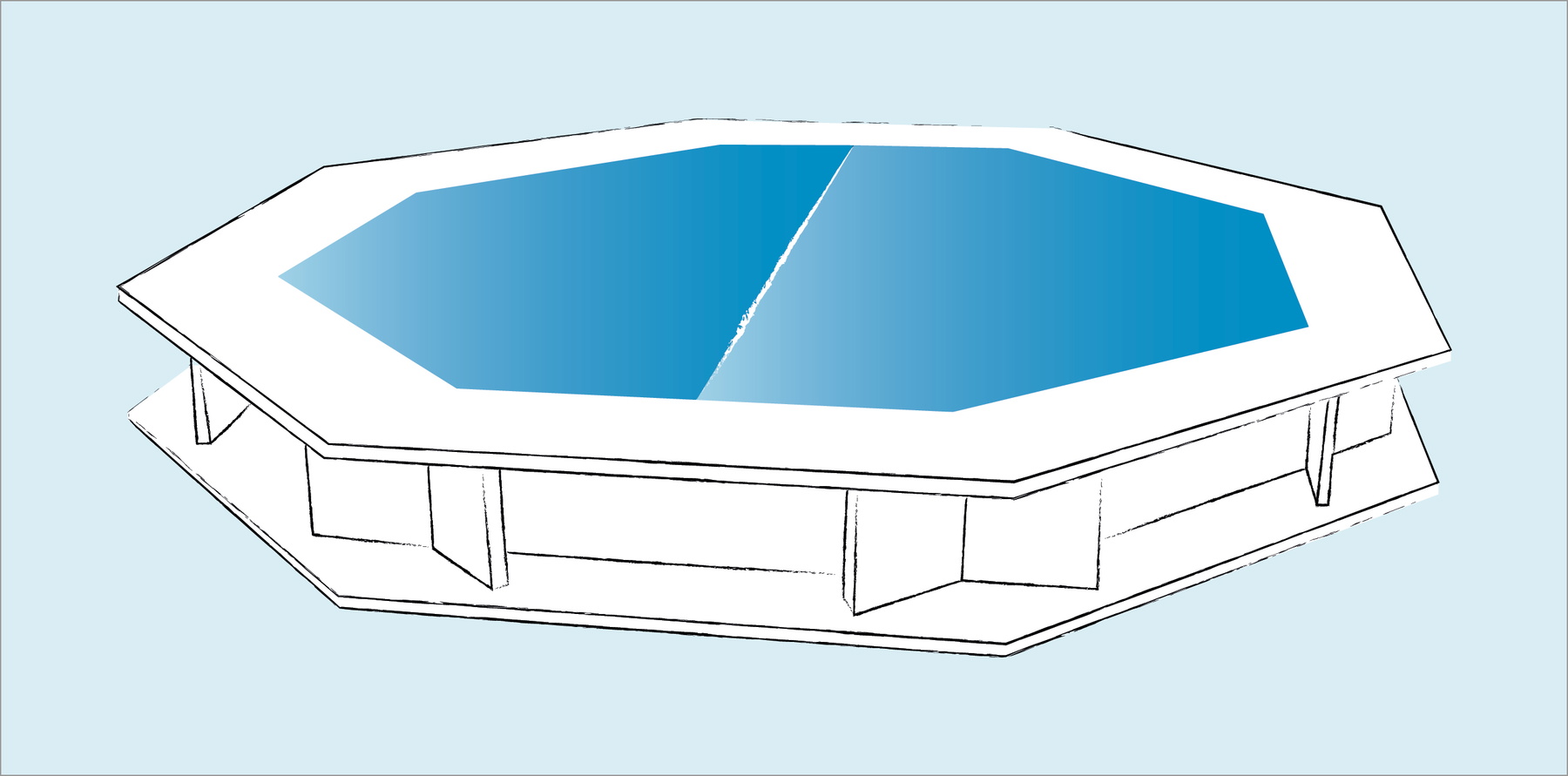 Achteckige (8-eckige) Hardside Wasserbett-Matratze dual