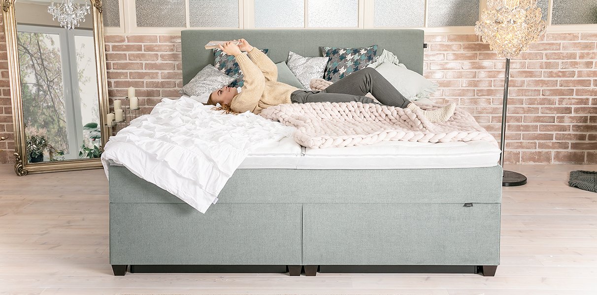 Boxspring-Wasserbett JOOP! Stoffbezug hell Abbildung 1