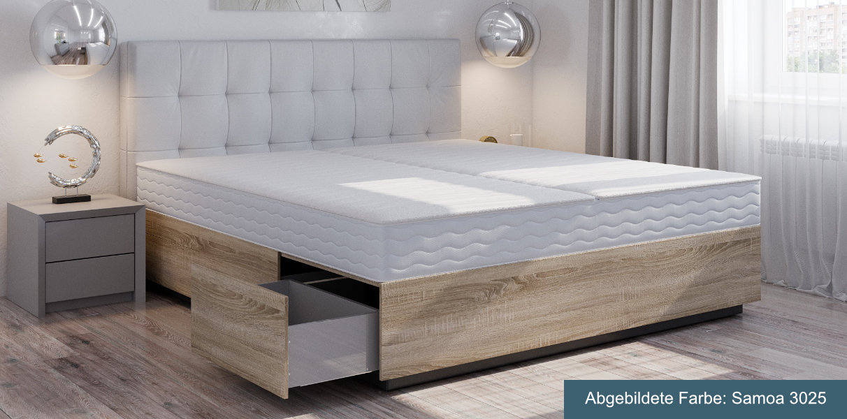 Wasserbett in Boxspringbett-Optik und 6 groen Schubladen