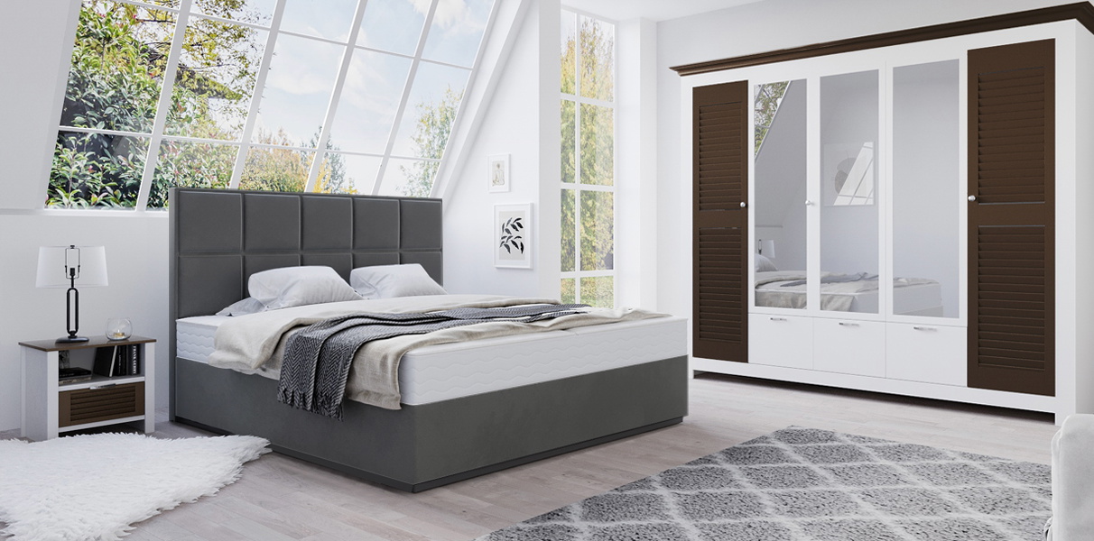 Wasserbett Chocolate in Boxspringbett-Optik grau