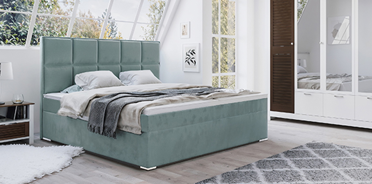 Wasserbett Chocolate in Boxspringbett-Optik grau